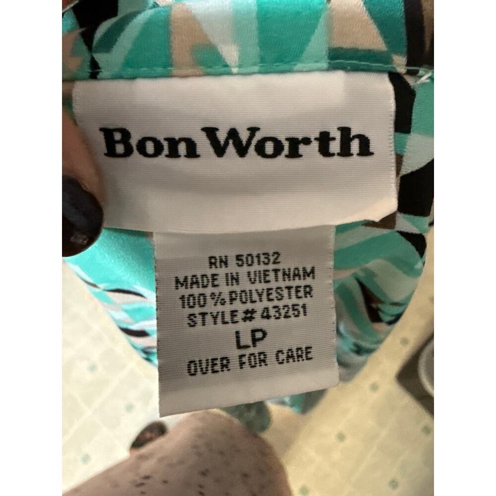 BonWorth BBT button-down geometric print blouse in a Size Large Petite - Picture 5 of 5